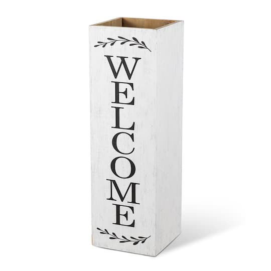 Glitzhome® 24" Double-Sided Solid Wood White Boxed "WELCOME PORCH" Porch Sign